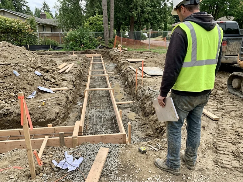 Footing inspection on a Burlington custom home site