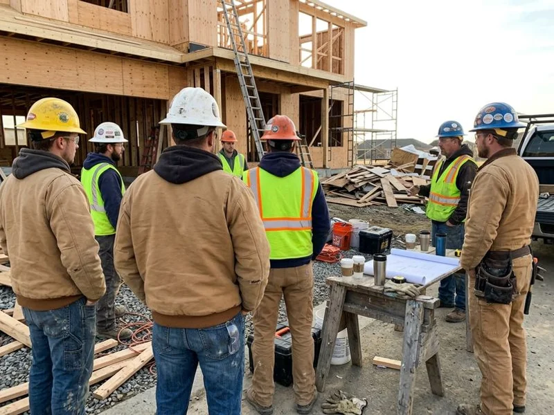 Morning trade coordination meeting on site