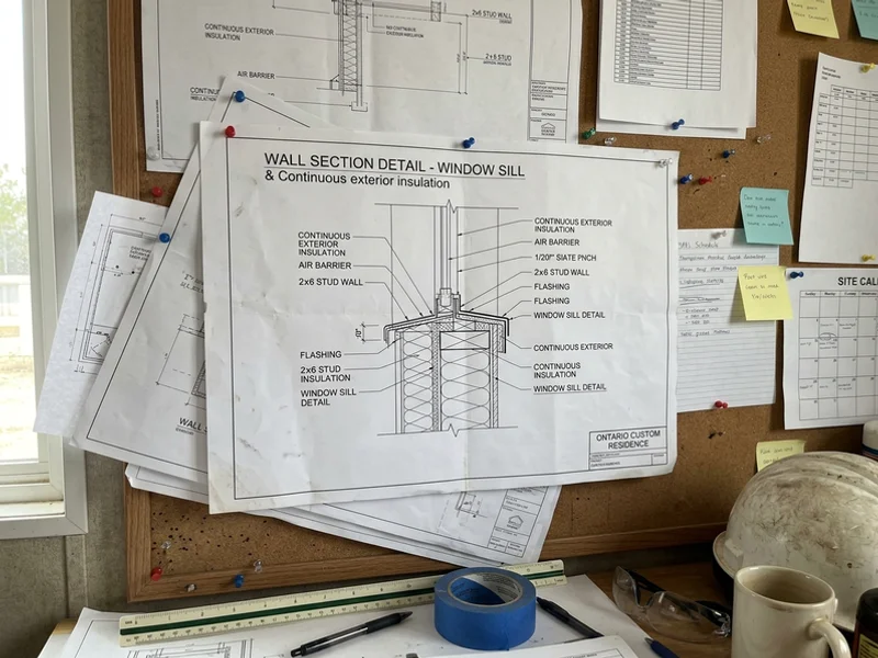 Wall section drawing with insulation and window detail