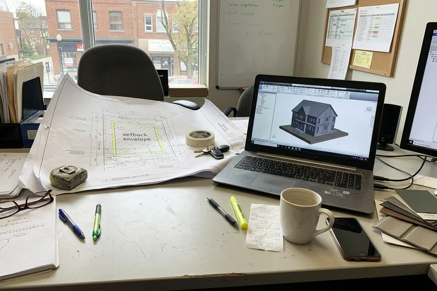 3D rendering and setback envelope drawing reviewed during design