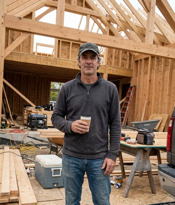 Marcus Van Dyk, Founder and Principal Builder at Custom Home Builder Burlington, on a Burlington job site